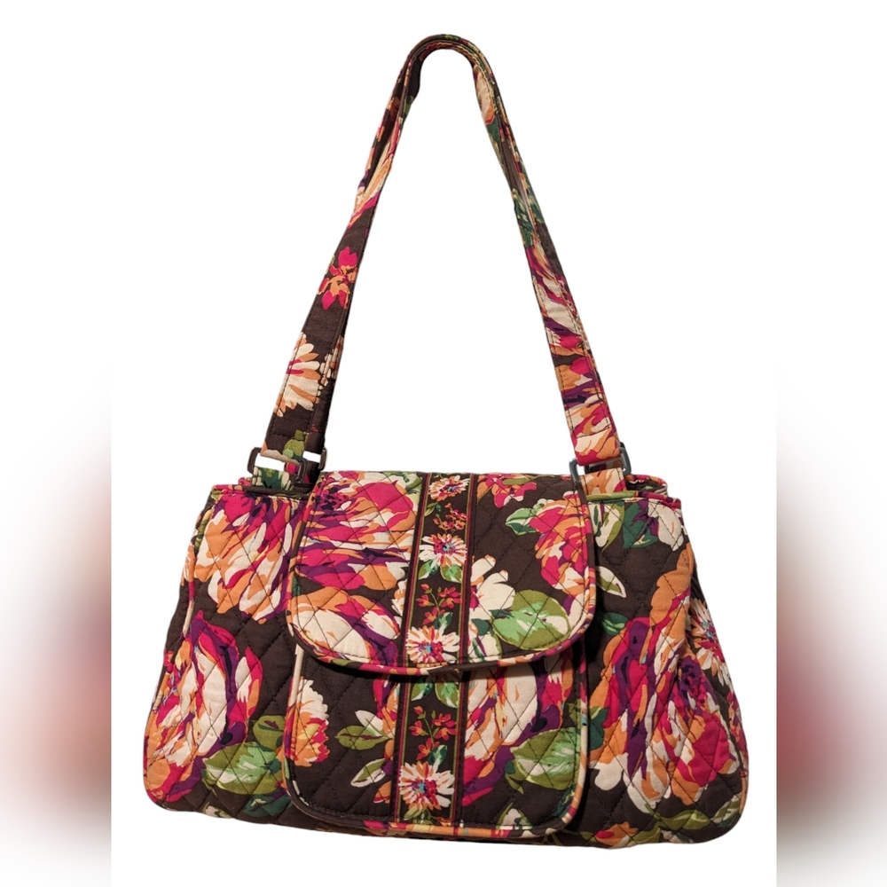 Vera Bradley Purse Brown, Pink, Purple, Orange, and Green Floral pattern